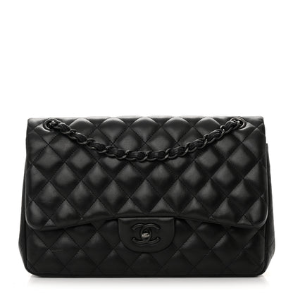 Chanel Lambskin Quilted Jumbo Double Flap So Black 1 of 14
