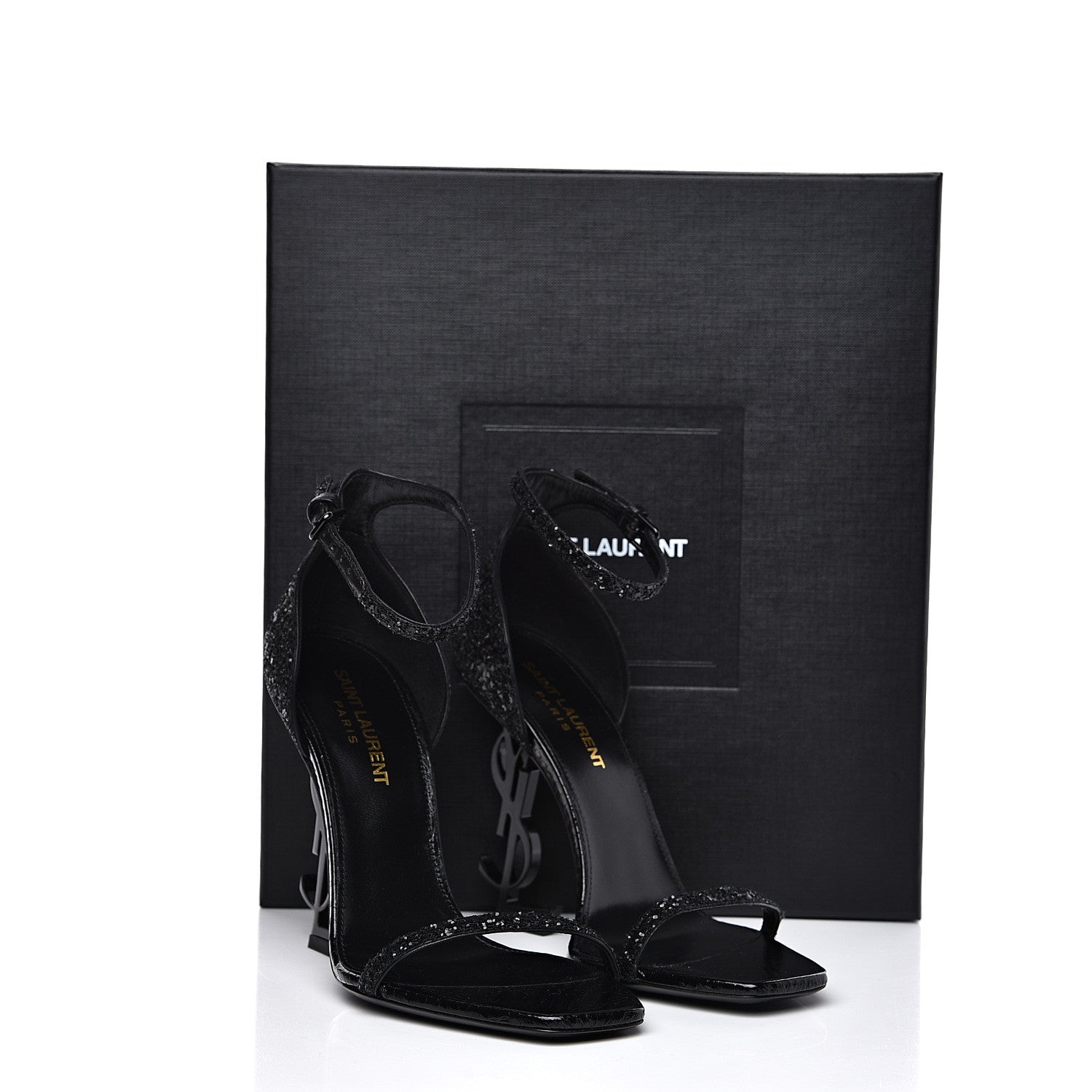 Saint Laurent Glitter Opyum Sandals 36.5 Black 8 of 8