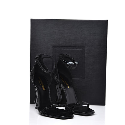 Saint Laurent Glitter Opyum Sandals 36.5 Black 8 of 8