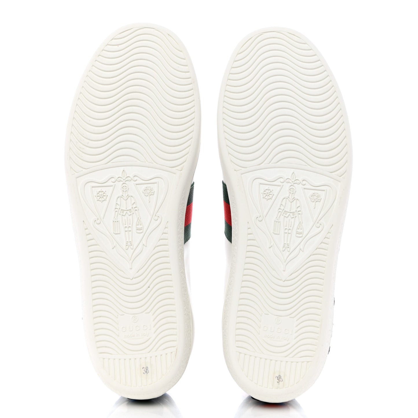 Calfskin Web Floral Embroidered Womens Ace Sneakers 38 White