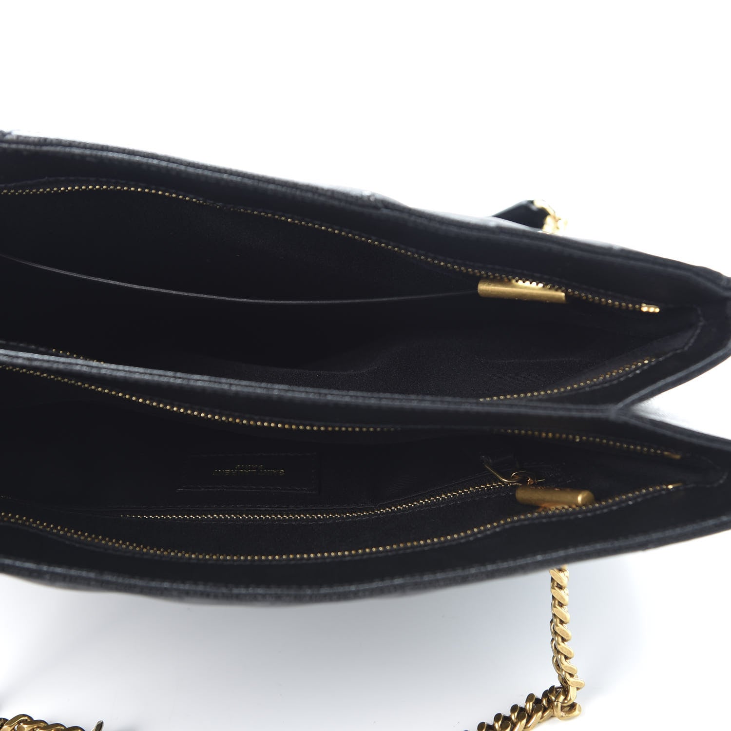 Saint Laurent Grain De Poudre Matelasse Chevron Medium Tribeca Shopping Bag Black 4 of 9