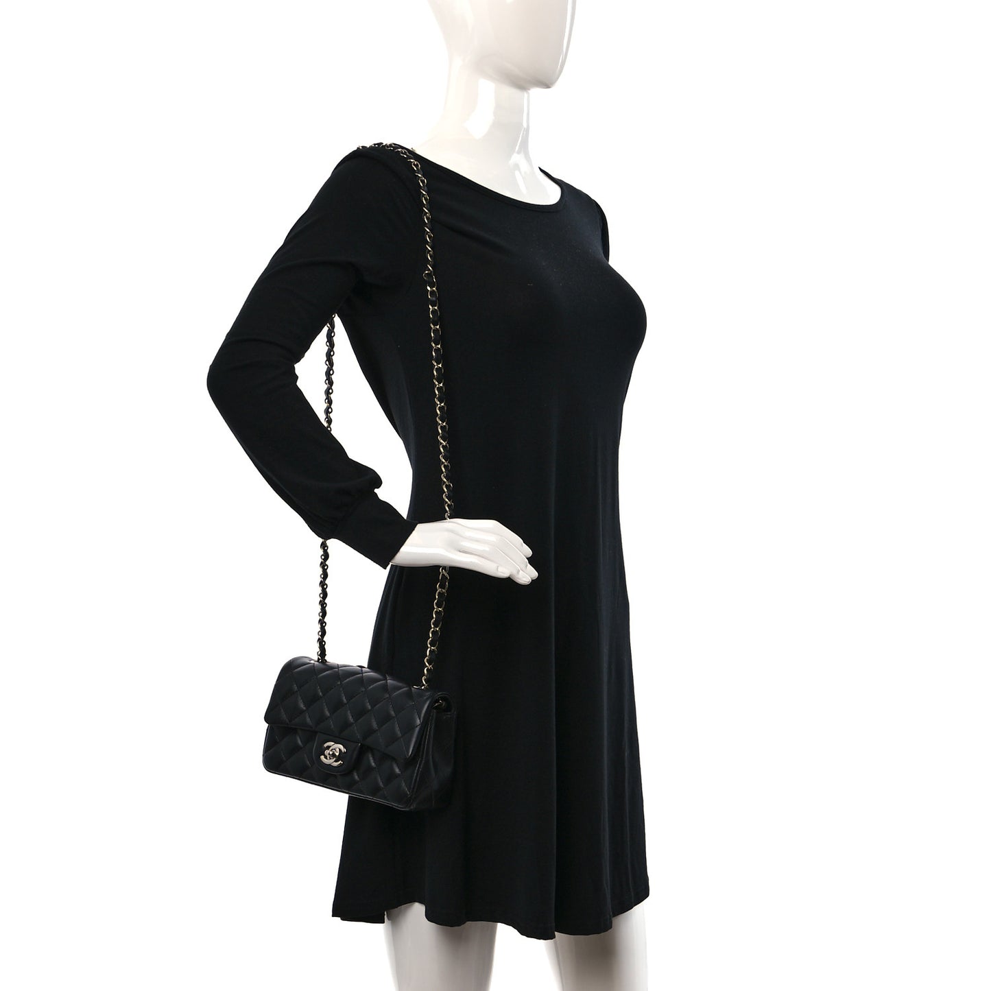 Lambskin Quilted Mini Rectangular Flap Black
