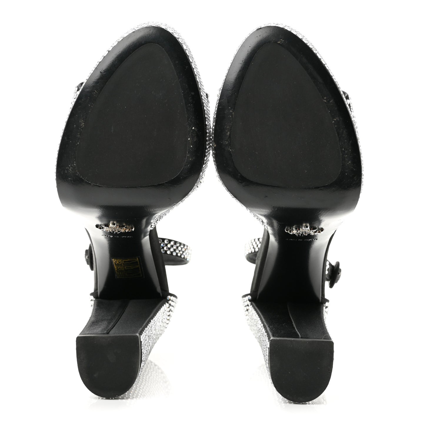 Satin Crystal Triangle Logo 40/135mm Platform Sandals 40 Cristal