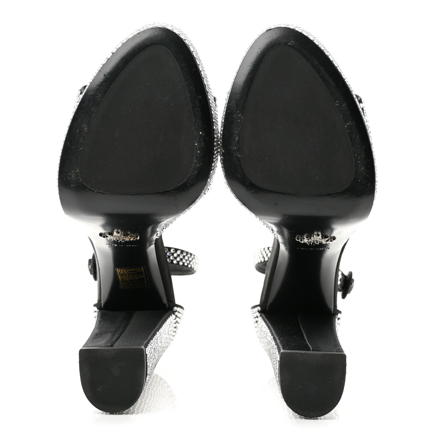 Prada Satin Crystal Triangle Logo 40/135mm Platform Sandals 40 Cristal 6 of 8