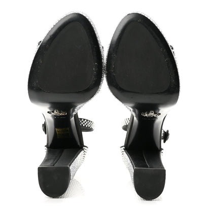 Prada Satin Crystal Triangle Logo 40/135mm Platform Sandals 40 Cristal 6 of 8