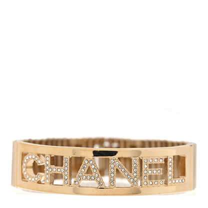Chanel Crystal CC Logo Bracelet M Gold 1 of 4