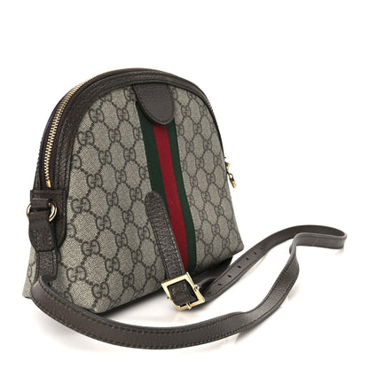 Gucci GG Supreme Monogram Textured Dollar Calfskin Web Small Ophidia Dome Shoulder Bag Beige Ebony New Acero 3 of 13
