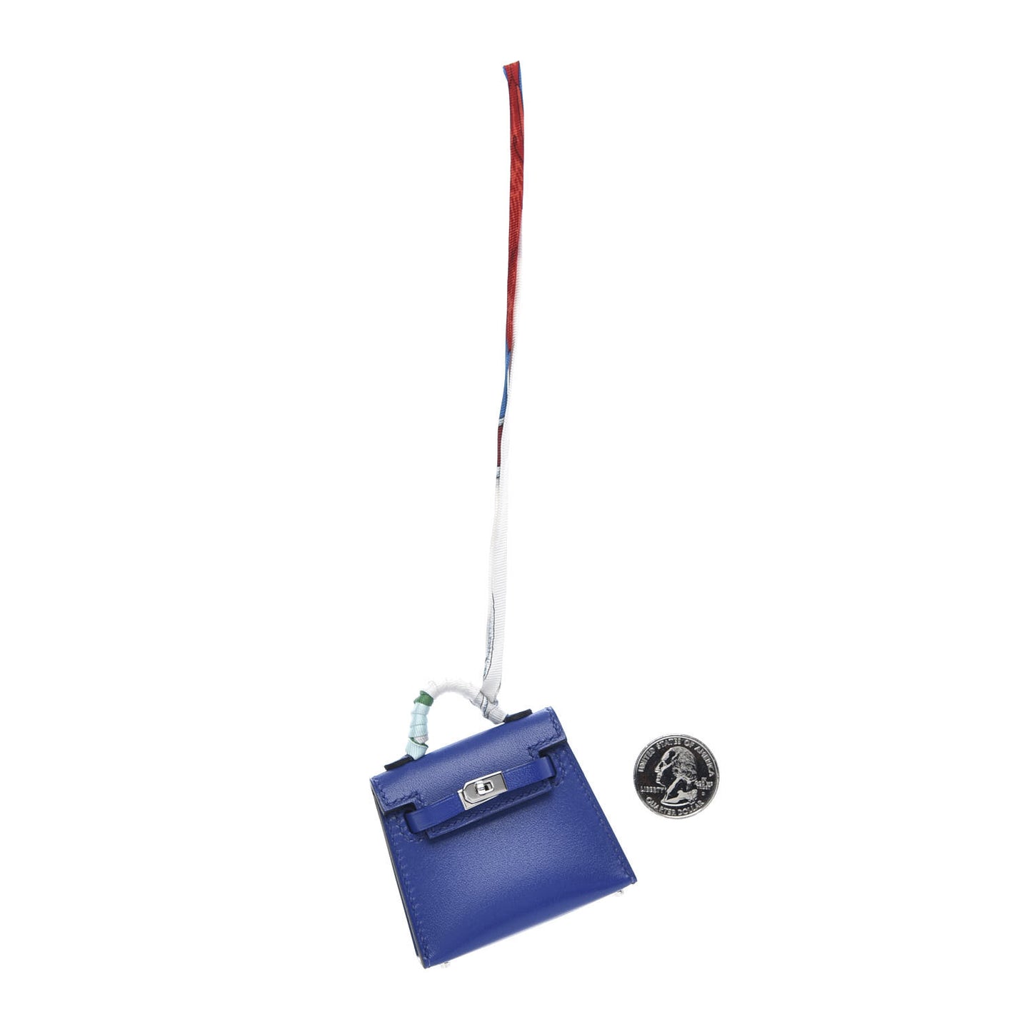 Tadelakt Mini Kelly Twilly Bag Charm Bleu Electrique
