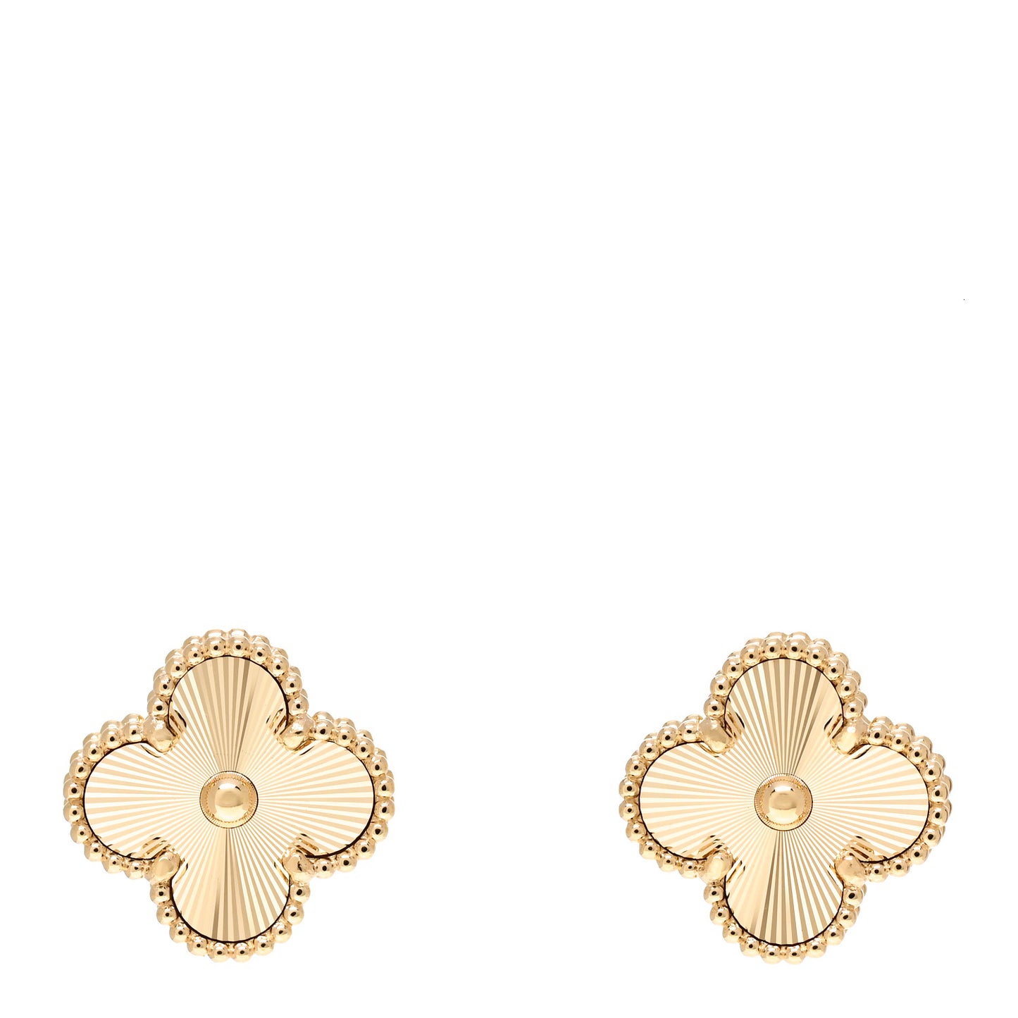 18K Yellow Gold Guilloche Vintage Alhambra Earrings