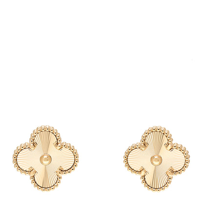 Van Cleef & Arpels 18K Yellow Gold Guilloche Vintage Alhambra Earrings 1 of 5