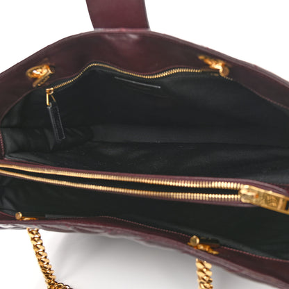 Saint Laurent Grain de Poudre Matelasse Chevron Large Monogram Shopping Bag Amarena 5 of 12