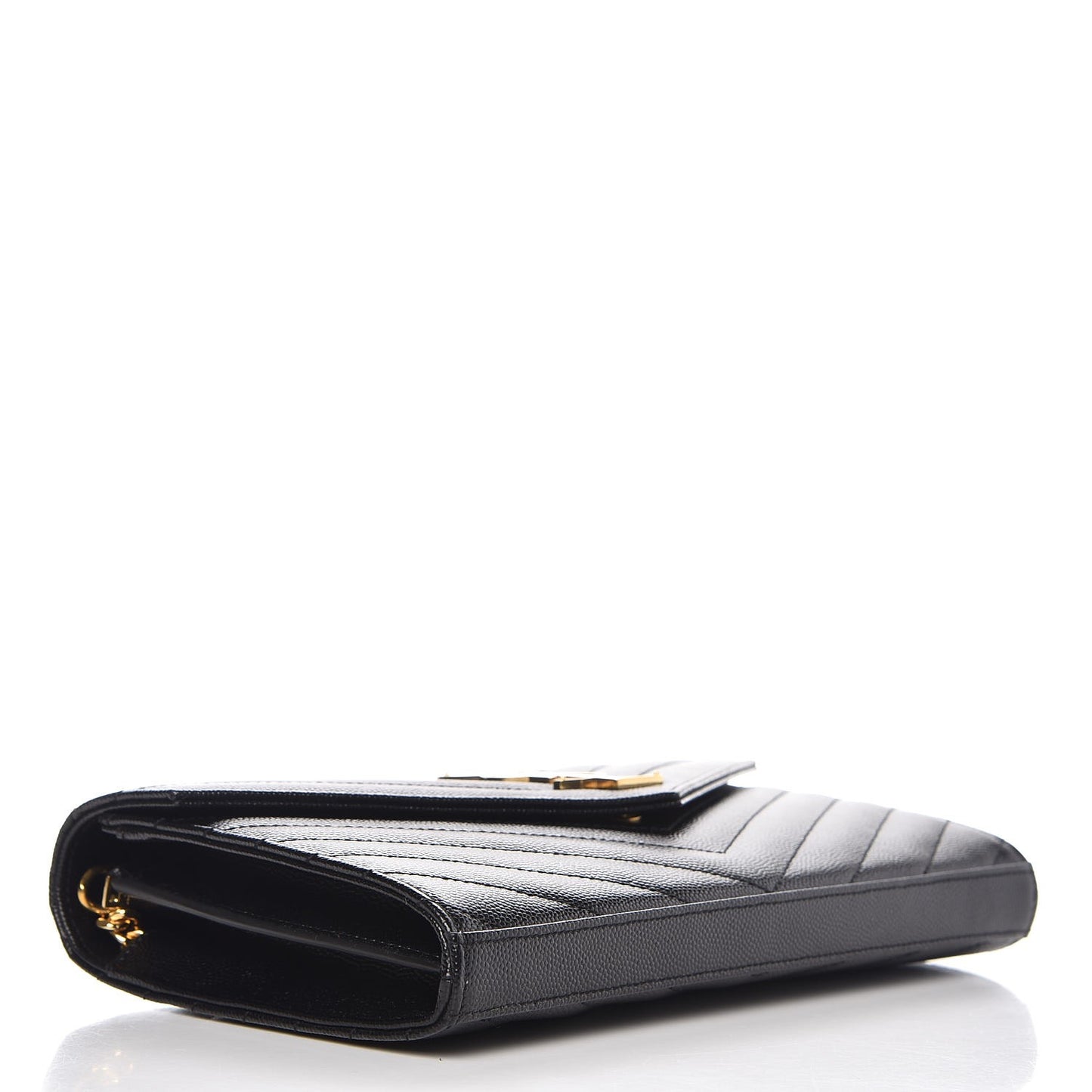 Grain De Poudre Matelasse Chevron Monogram Chain Wallet Black