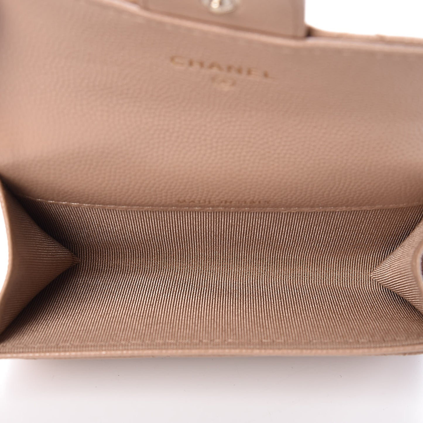 Caviar Quilted Card Holder Wallet Beige