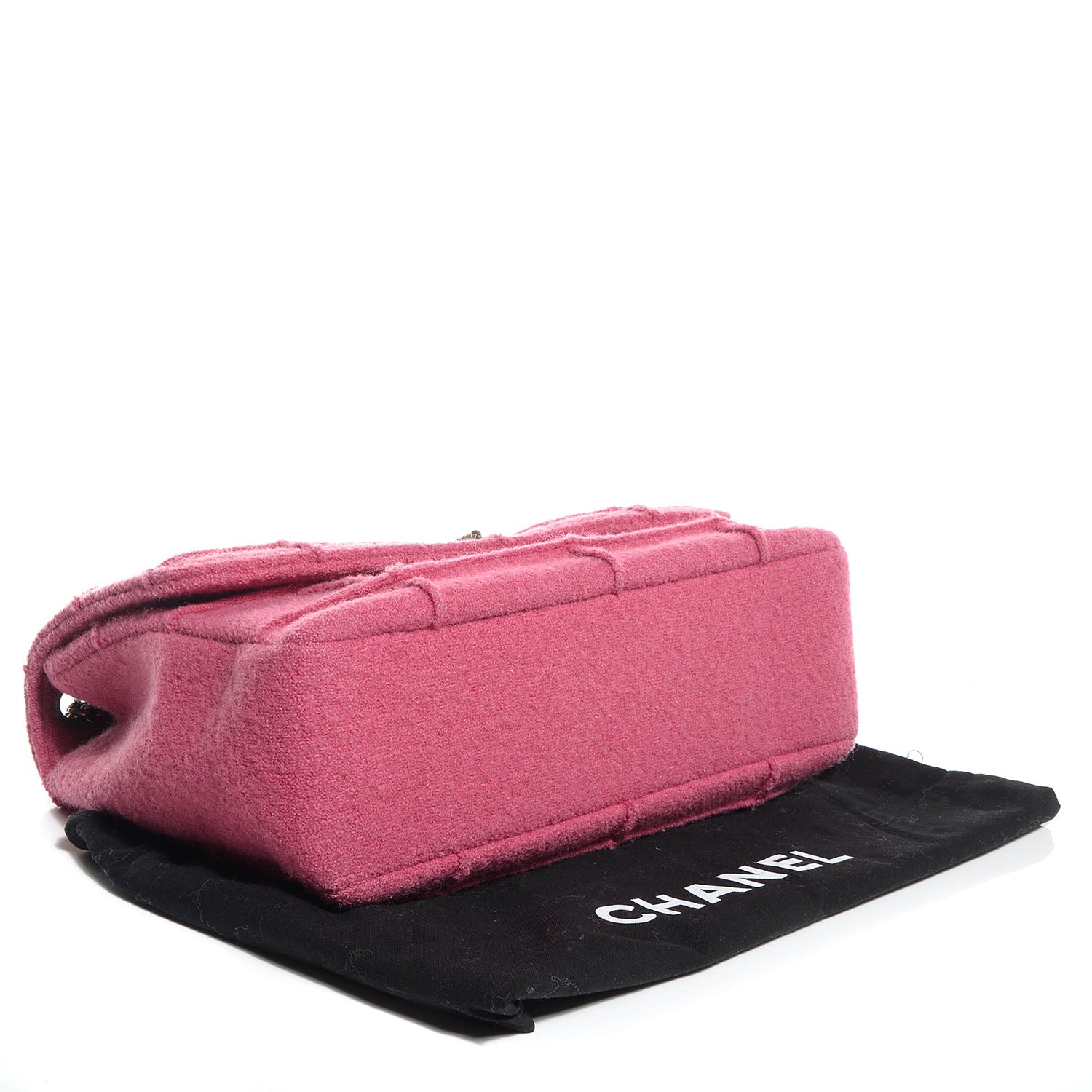 Chanel Wool Patchwork Mademoiselle Jumbo Flap Dark Pink 4 of 8