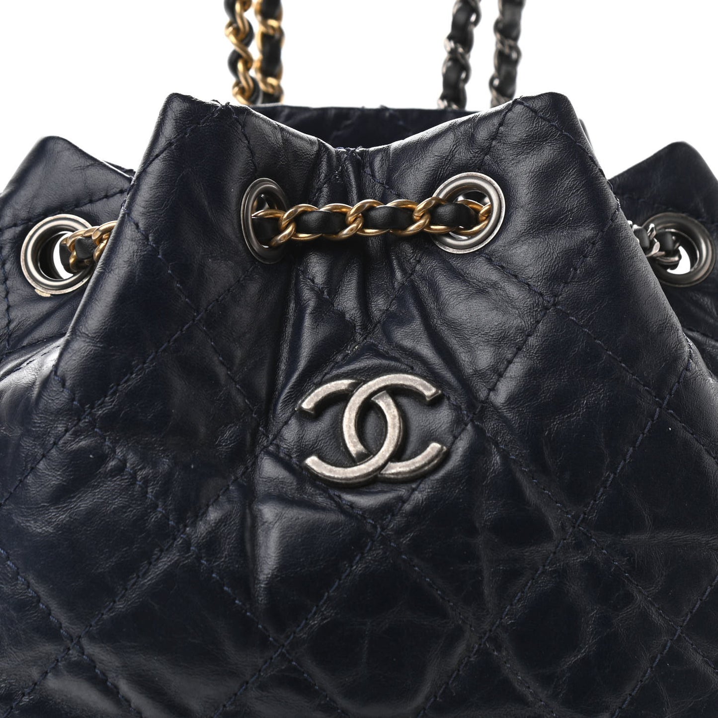Aged Calfskin Quilted Small Gabrielle Backpack Blue Black