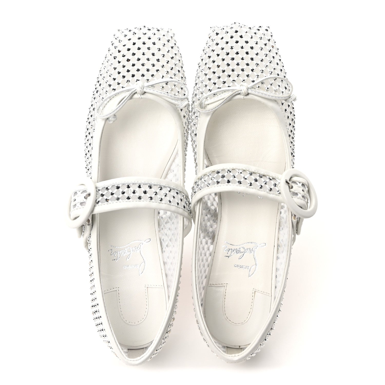 Christian Louboutin Crystal Mamastrapitina Strass Mesh Ballerina Flats 37 White 2 of 9