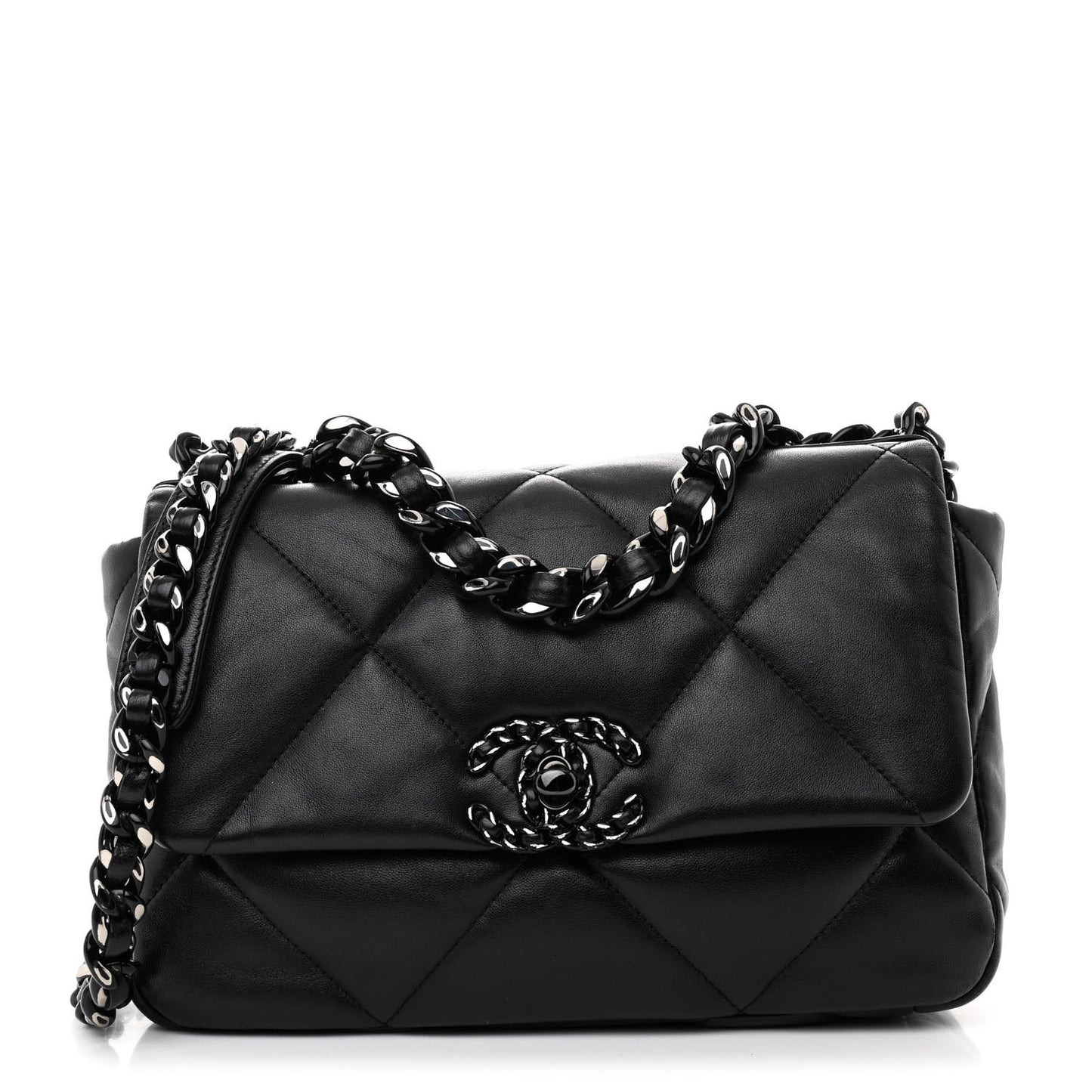 Lambskin Quilted Medium Chanel 19 Flap So Black