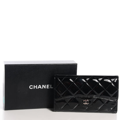 Chanel Patent Quilted Large Flap Wallet Black 5 of 8