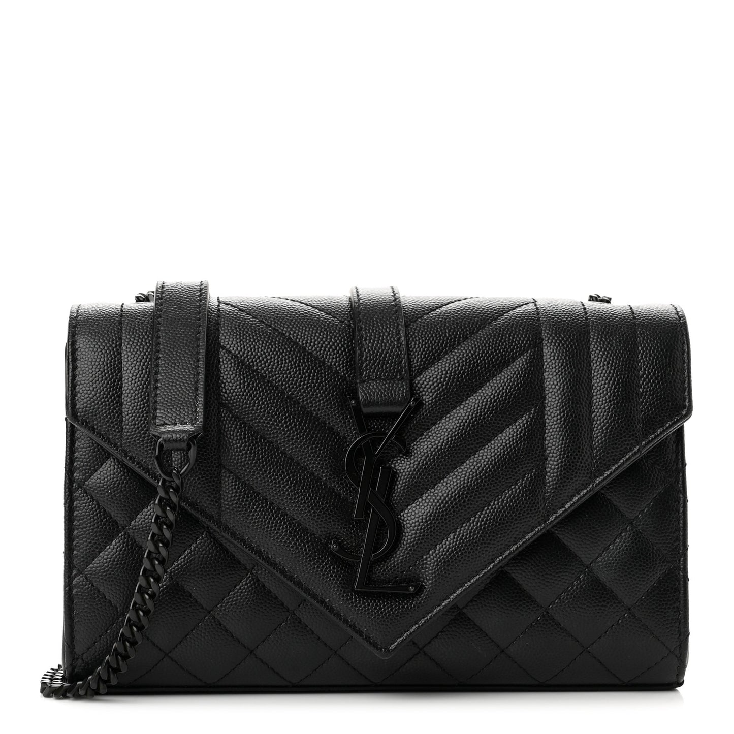 Grain De Poudre Textured Mixed Matelasse Triquilt Small Monogram Monochrome Satchel Black