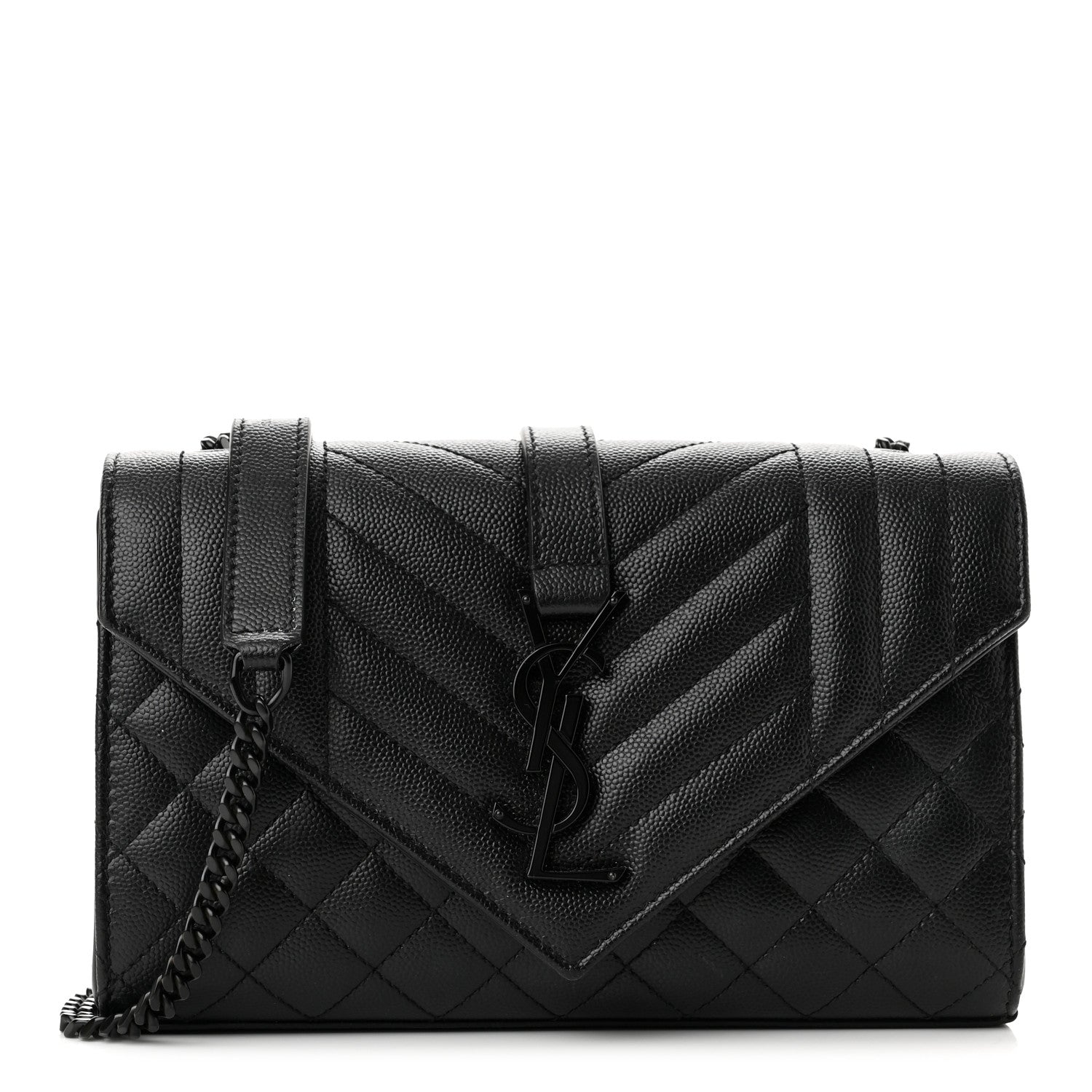 Saint Laurent Grain De Poudre Textured Mixed Matelasse Triquilt Small Monogram Monochrome Satchel Black 1 of 10