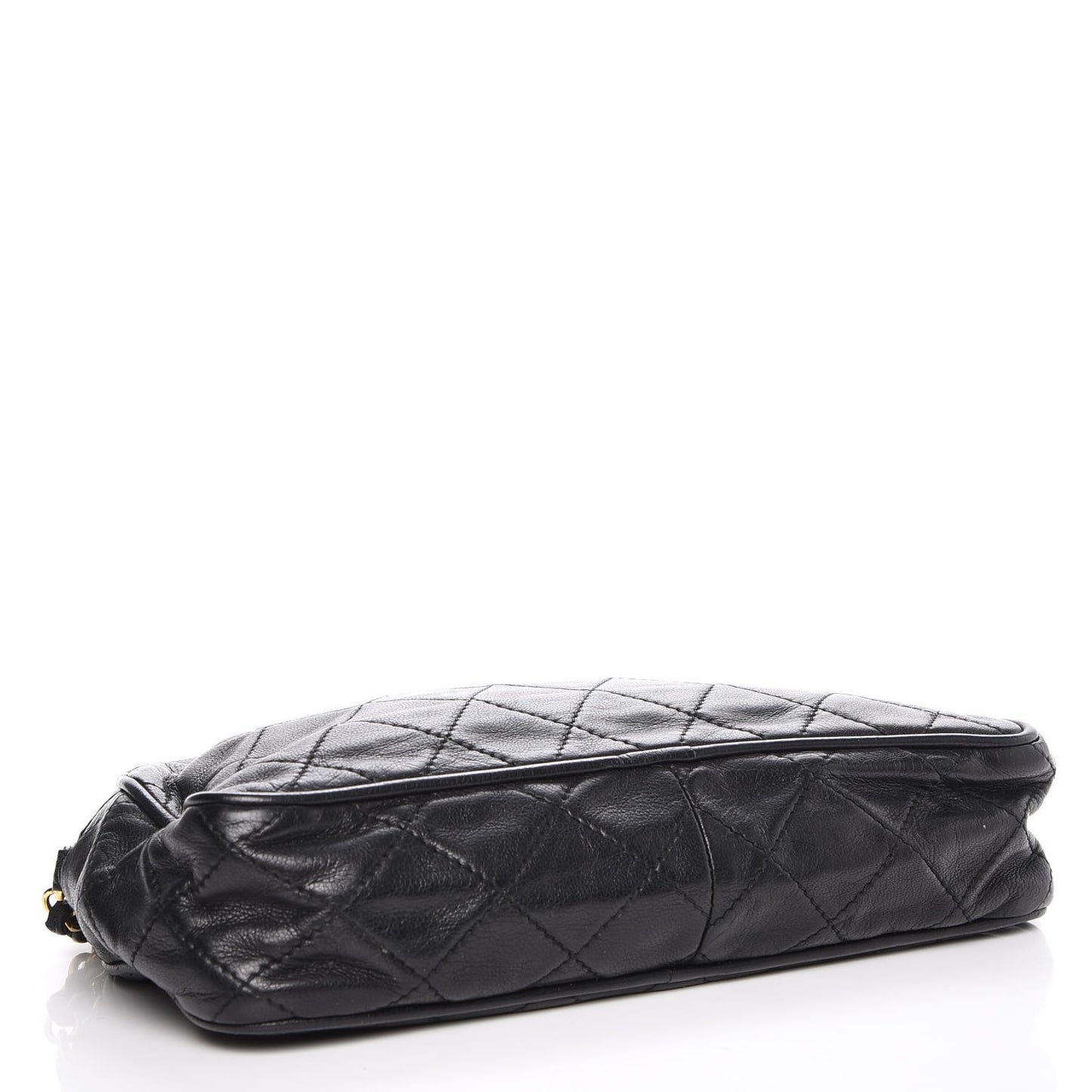 Lambskin Quilted Tassel Camera Case Black