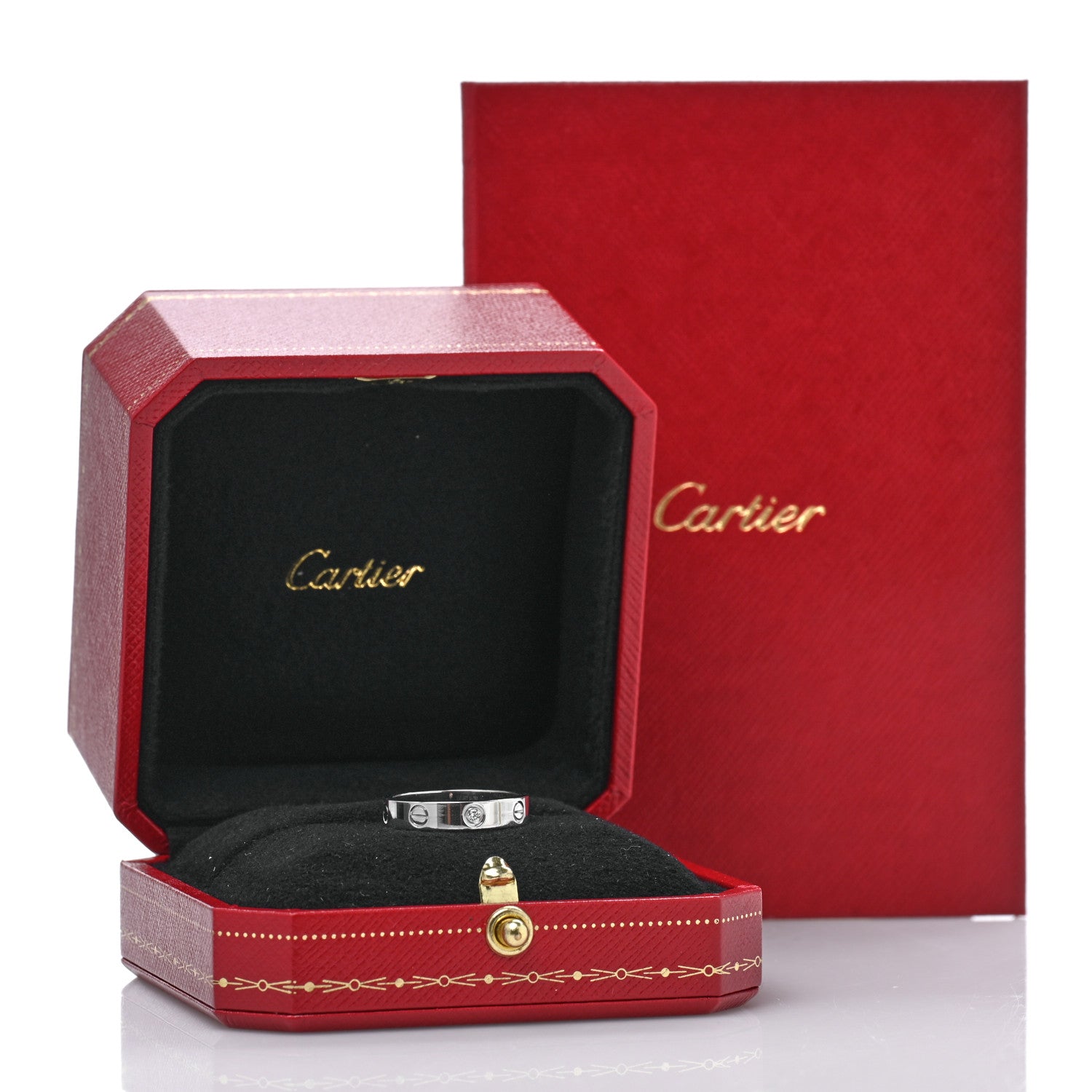 Cartier 18K White Gold Diamond 4mm LOVE Wedding Band Ring 53 6.25 5 of 5