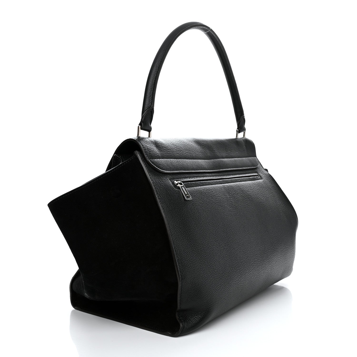 Celine Drummed Calfskin Suede Large Trapeze Black 3 of 12