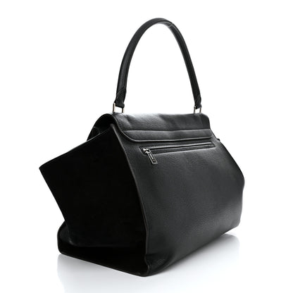Celine Drummed Calfskin Suede Large Trapeze Black 3 of 12