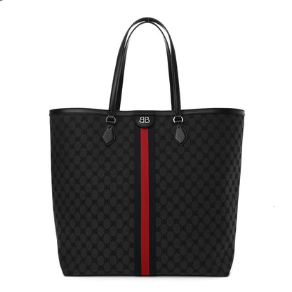 Gucci X BALENCIAGA BB Monogram Web Large Ophidia Shopping Tote Black 1 of 11