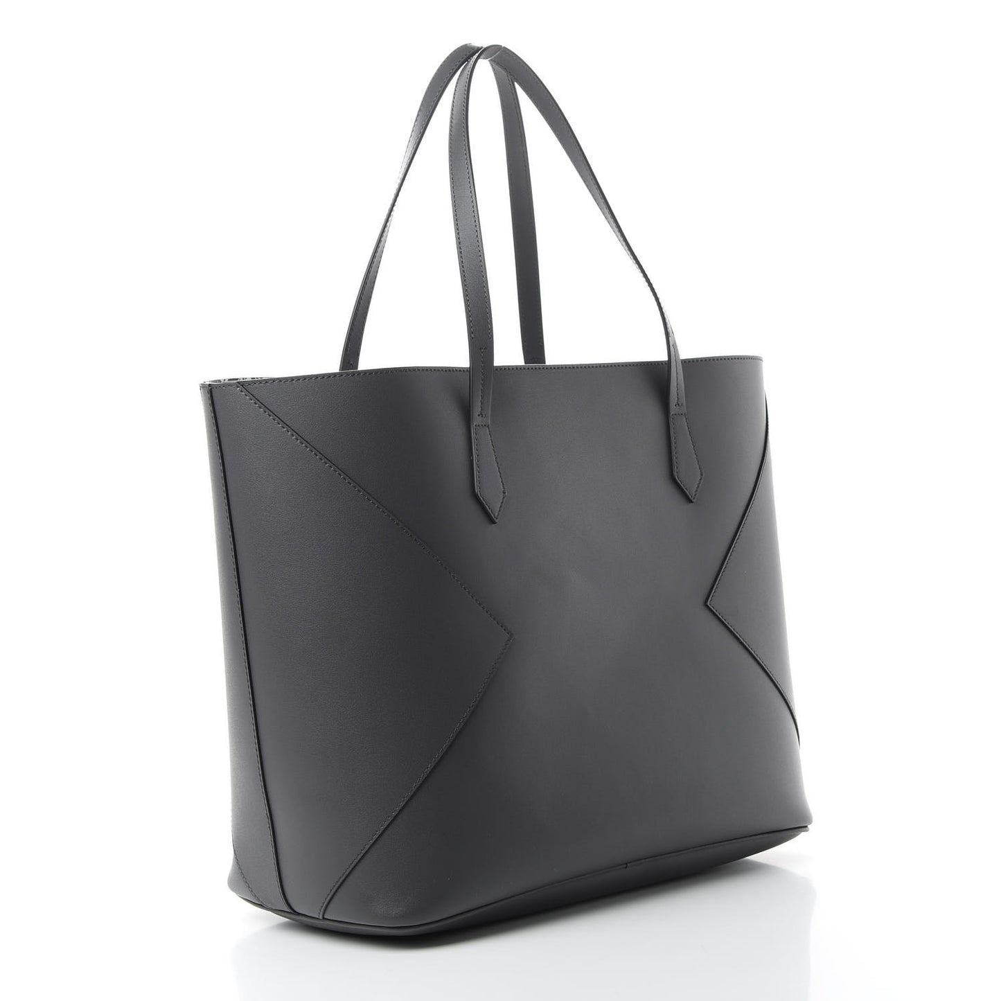 Smooth Calfskin Wing Shopper Tote Grey