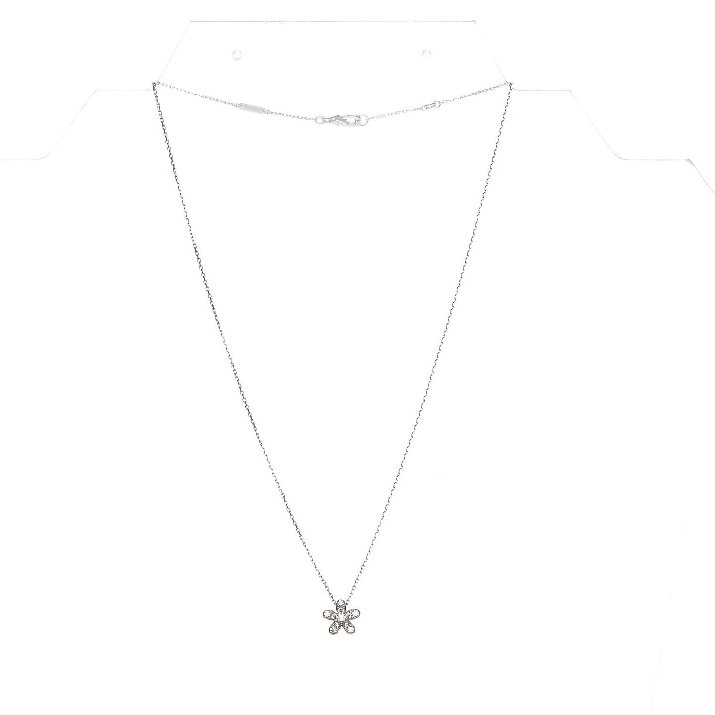 18K White Gold Diamond Socrate One Flower Pendant Necklace