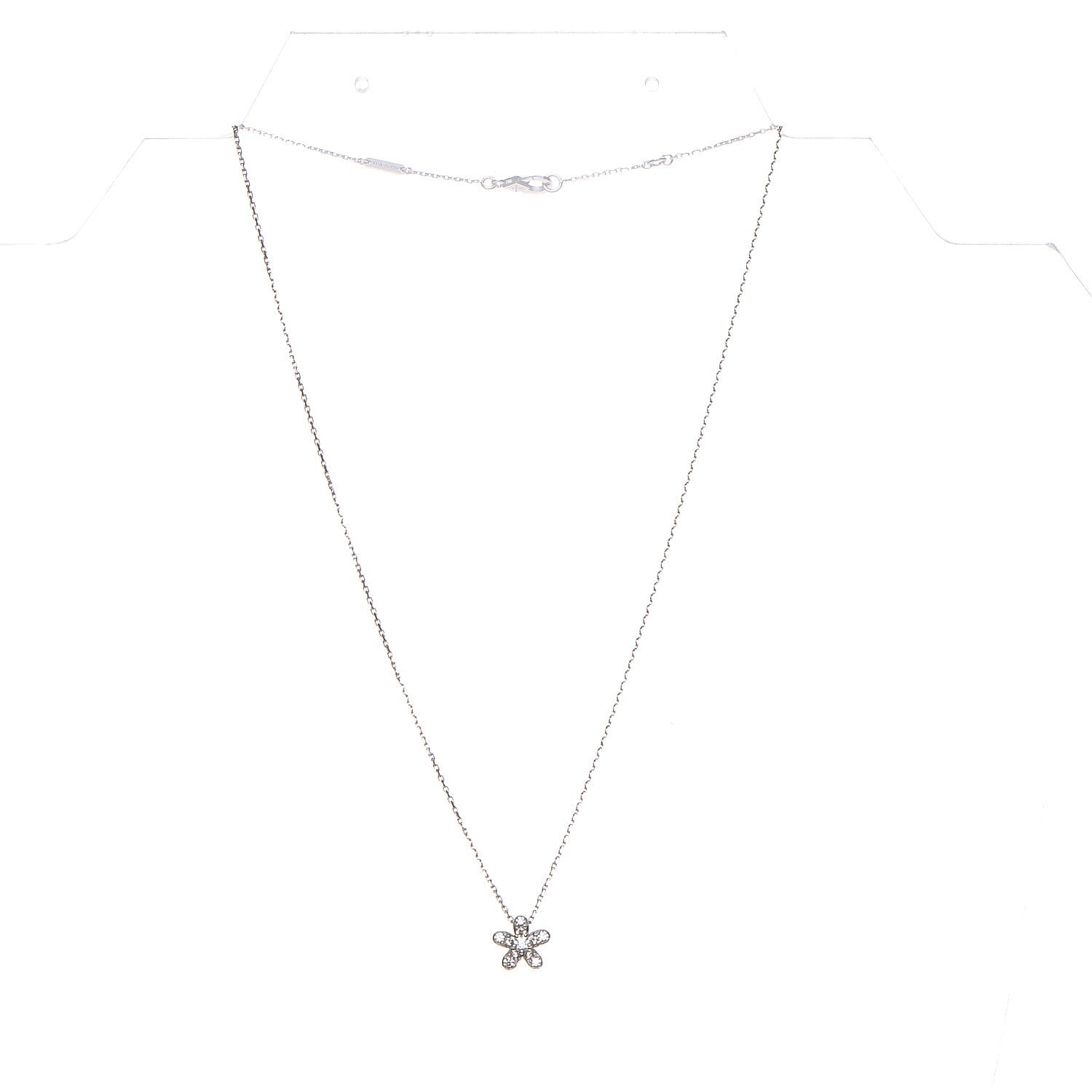 Van Cleef & Arpels 18K White Gold Diamond Socrate One Flower Pendant Necklace 3 of 9