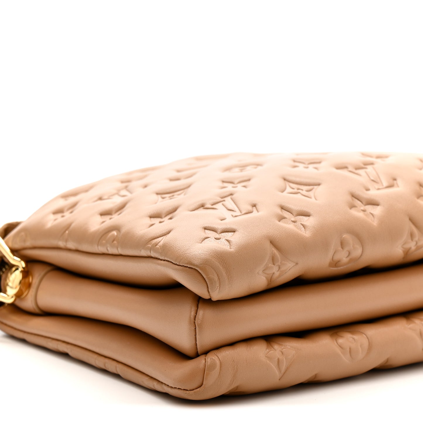 Lambskin Embossed Monogram Coussin PM Camel