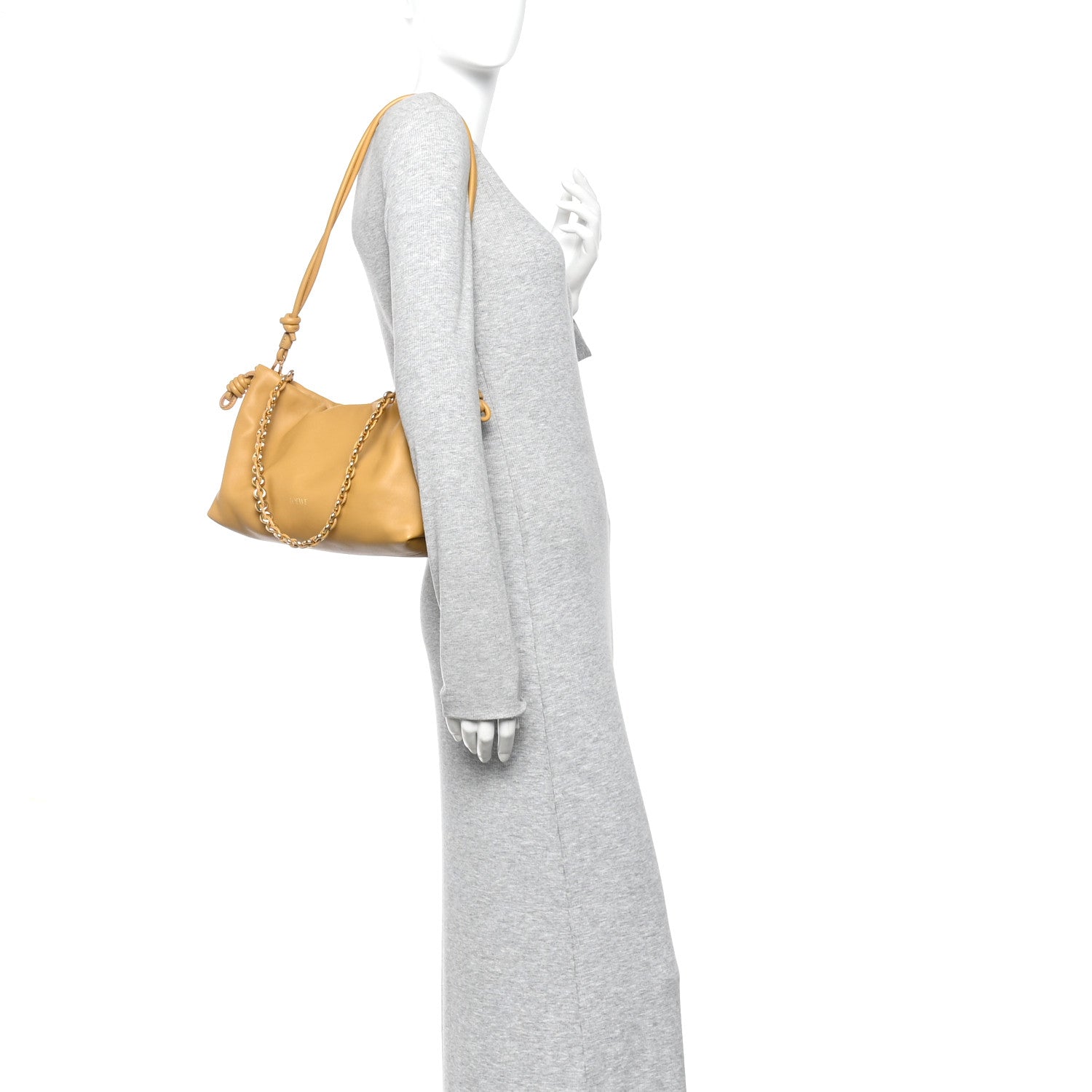 Loewe Mellow Nappa Donut Medium Chain Flamenco Knot Clutch Sahara 2 of 10