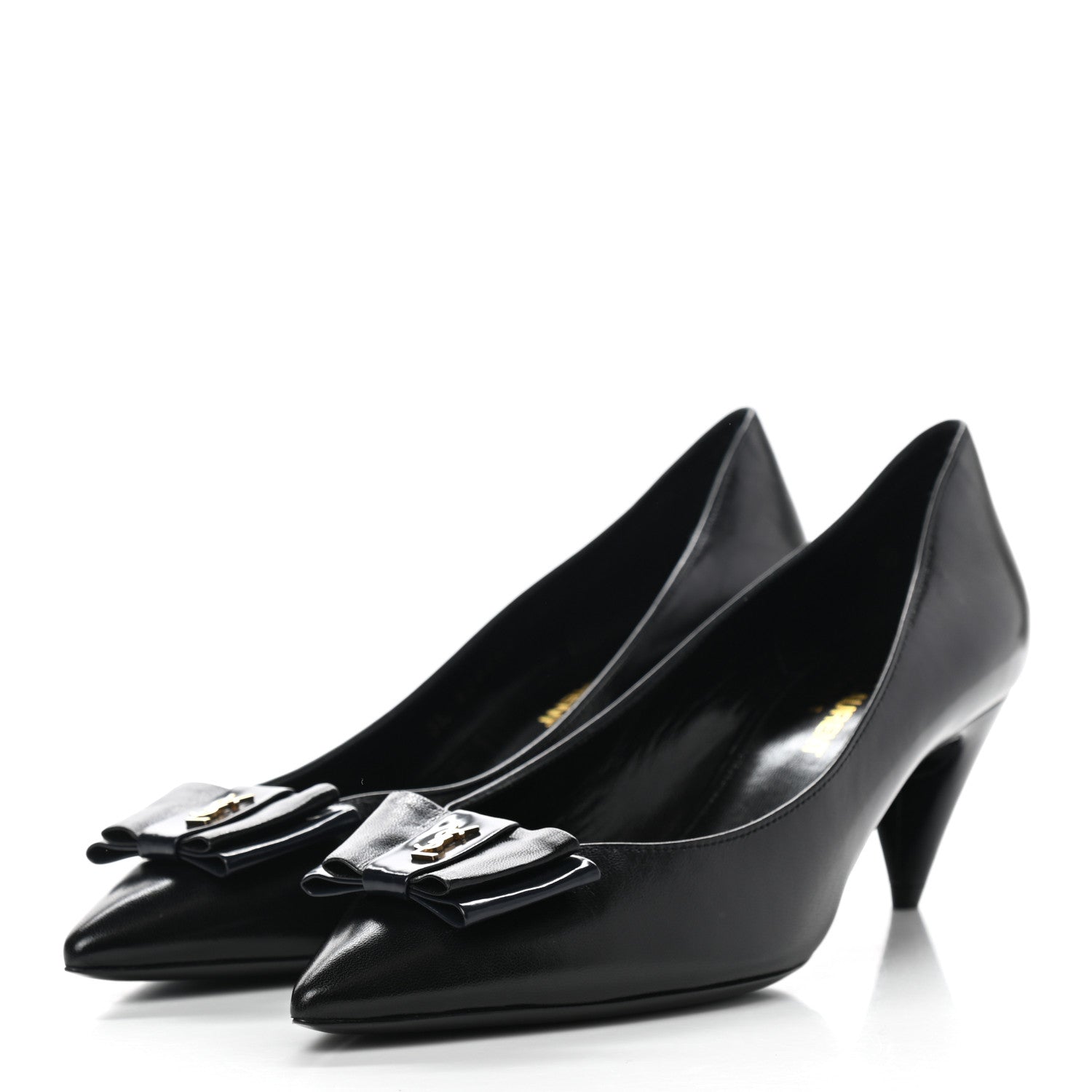 Saint Laurent Calfskin Bow Anais Pumps 36 Black 3 of 9