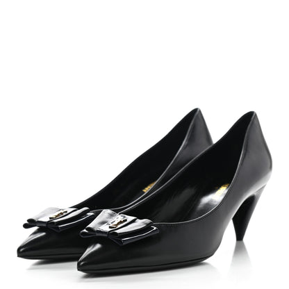 Saint Laurent Calfskin Bow Anais Pumps 36 Black 3 of 9