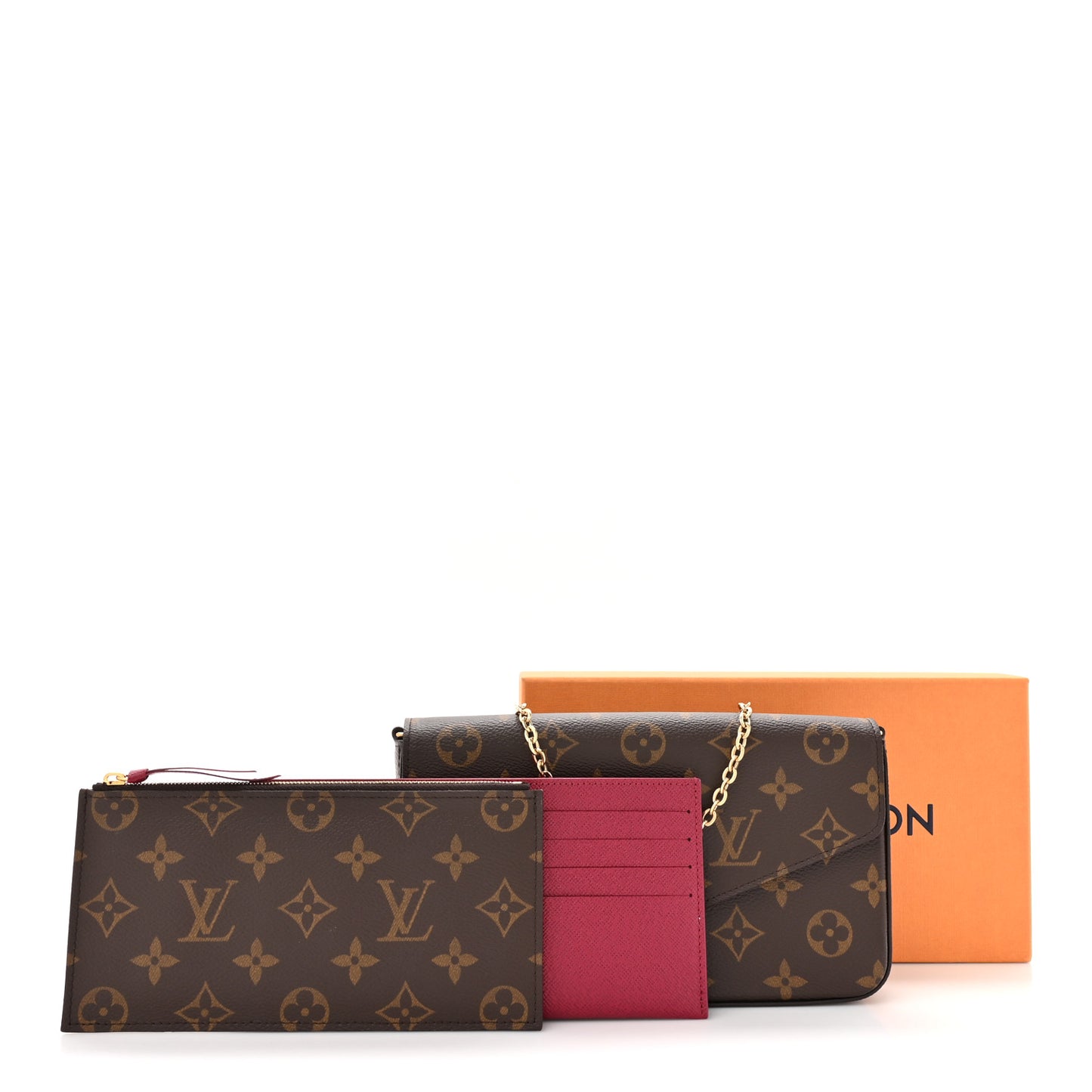 Monogram Pochette Felicie Chain Wallet Fuchsia