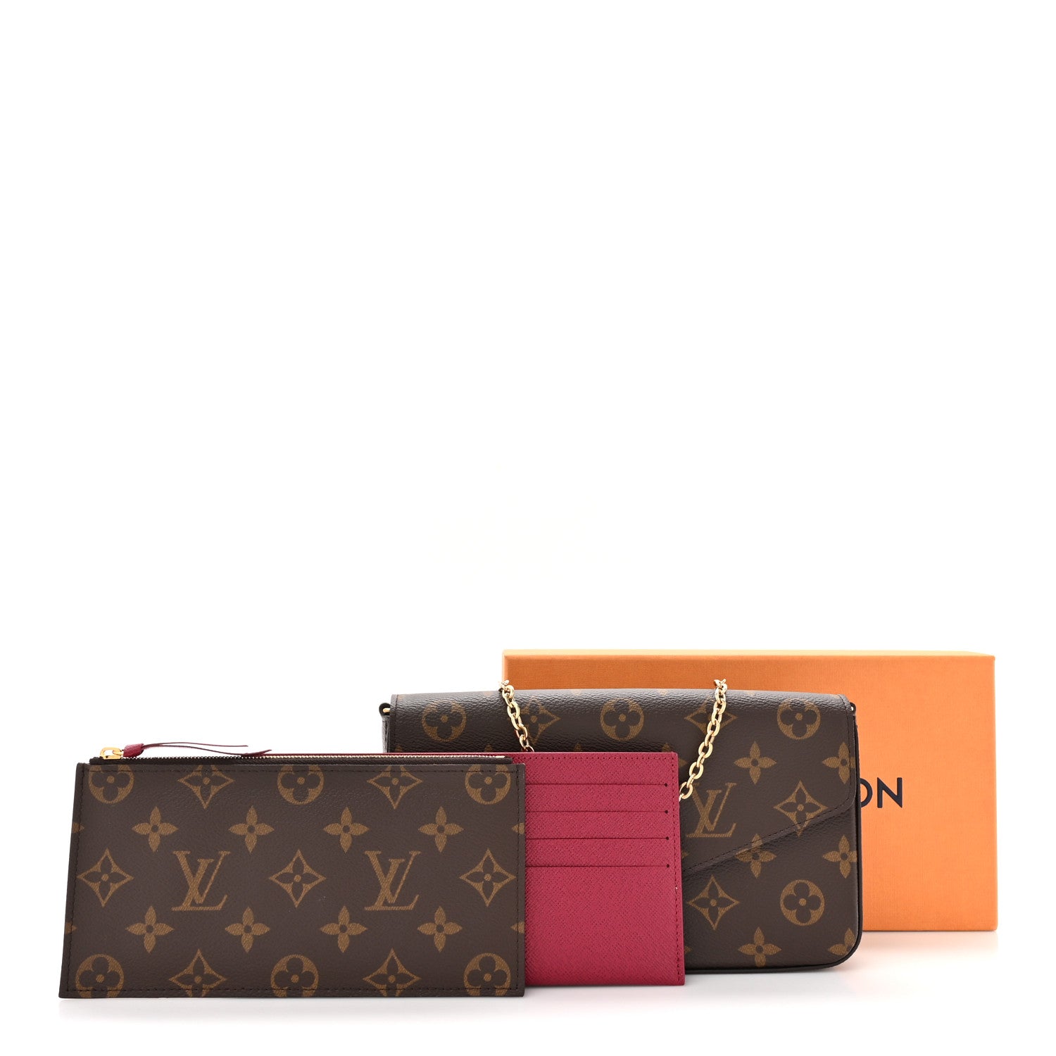 Louis Vuitton Monogram Pochette Felicie Chain Wallet Fuchsia 15 of 15