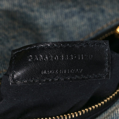 Saint Laurent Denim Quilted Toy Loulou Puffer Monogram Chain Satchel Blue Cinnamon 7 of 11