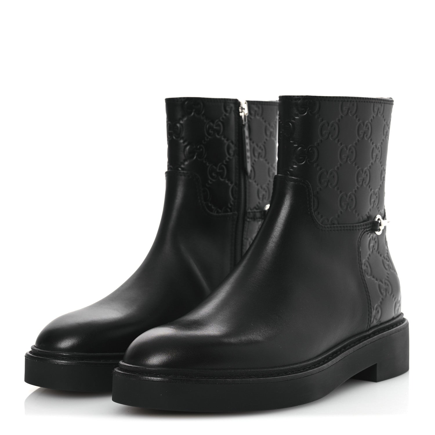 Gucci Guccissima Real Betis Glamour Womens Horsebit Ankle Boots 36.5 Black 4 of 11