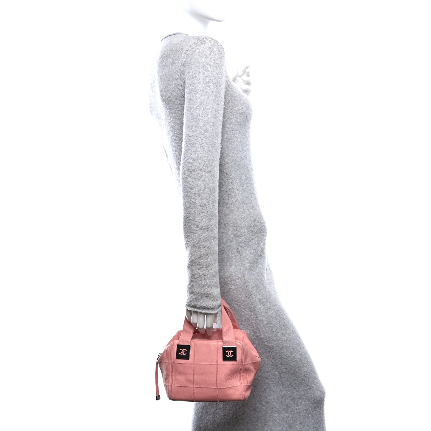 Caviar Square Stitched Bowler Pink