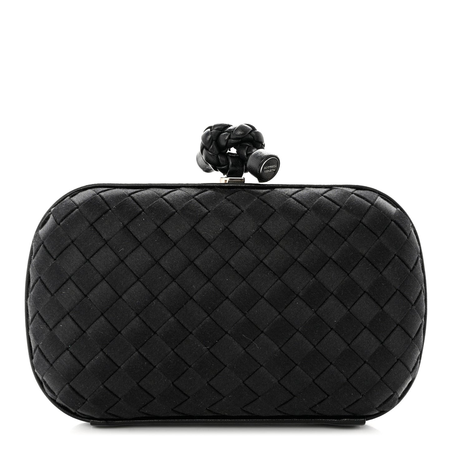Satin Intreccio Impero Knot Clutch Black