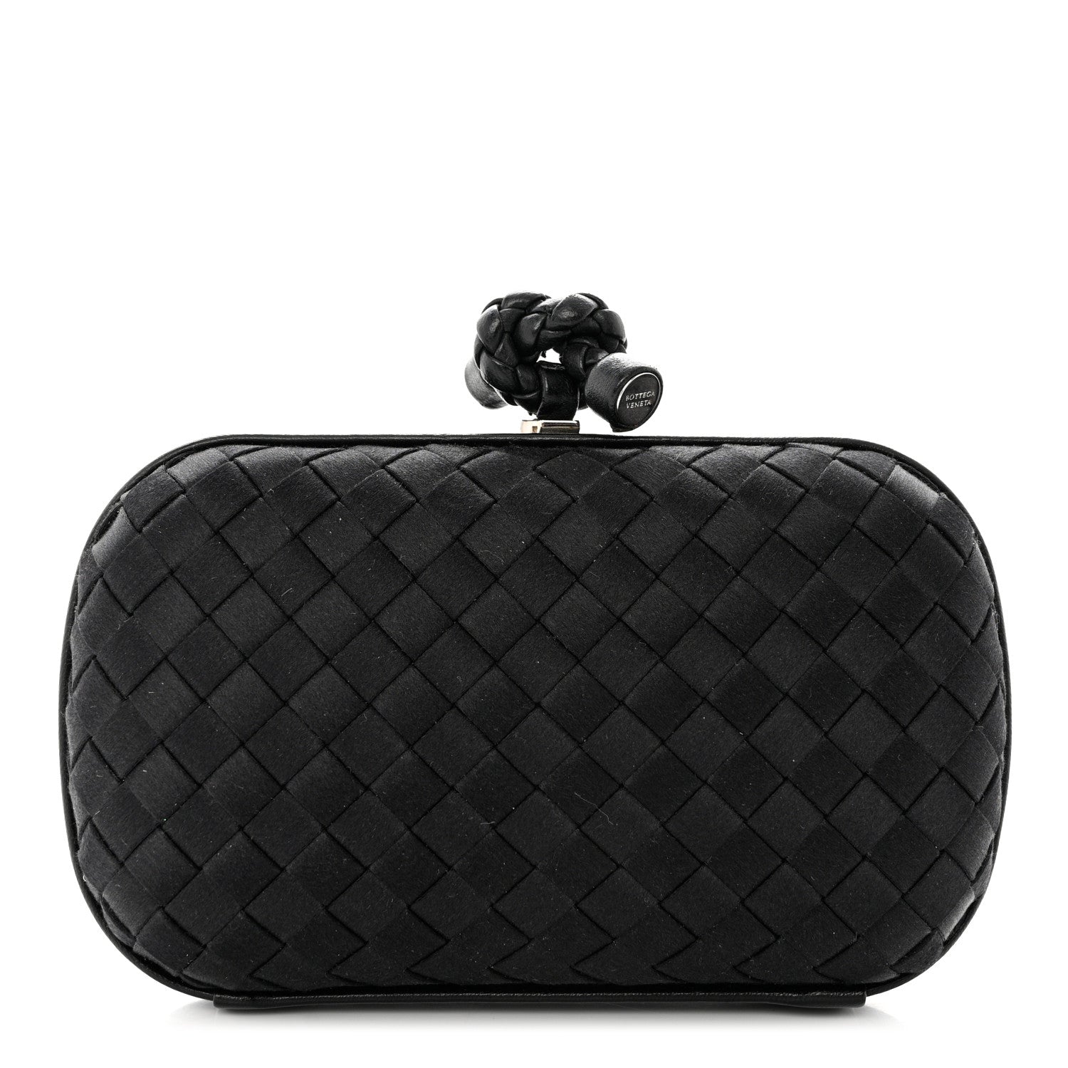 Bottega Veneta Satin Intreccio Impero Knot Clutch Black 1 of 6