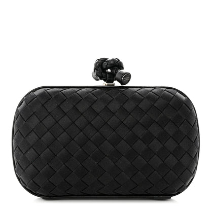 Bottega Veneta Satin Intreccio Impero Knot Clutch Black 1 of 6