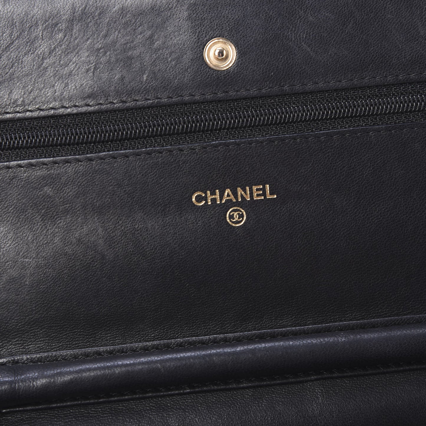 Lambskin Quilted Wallet On Chain WOC Black