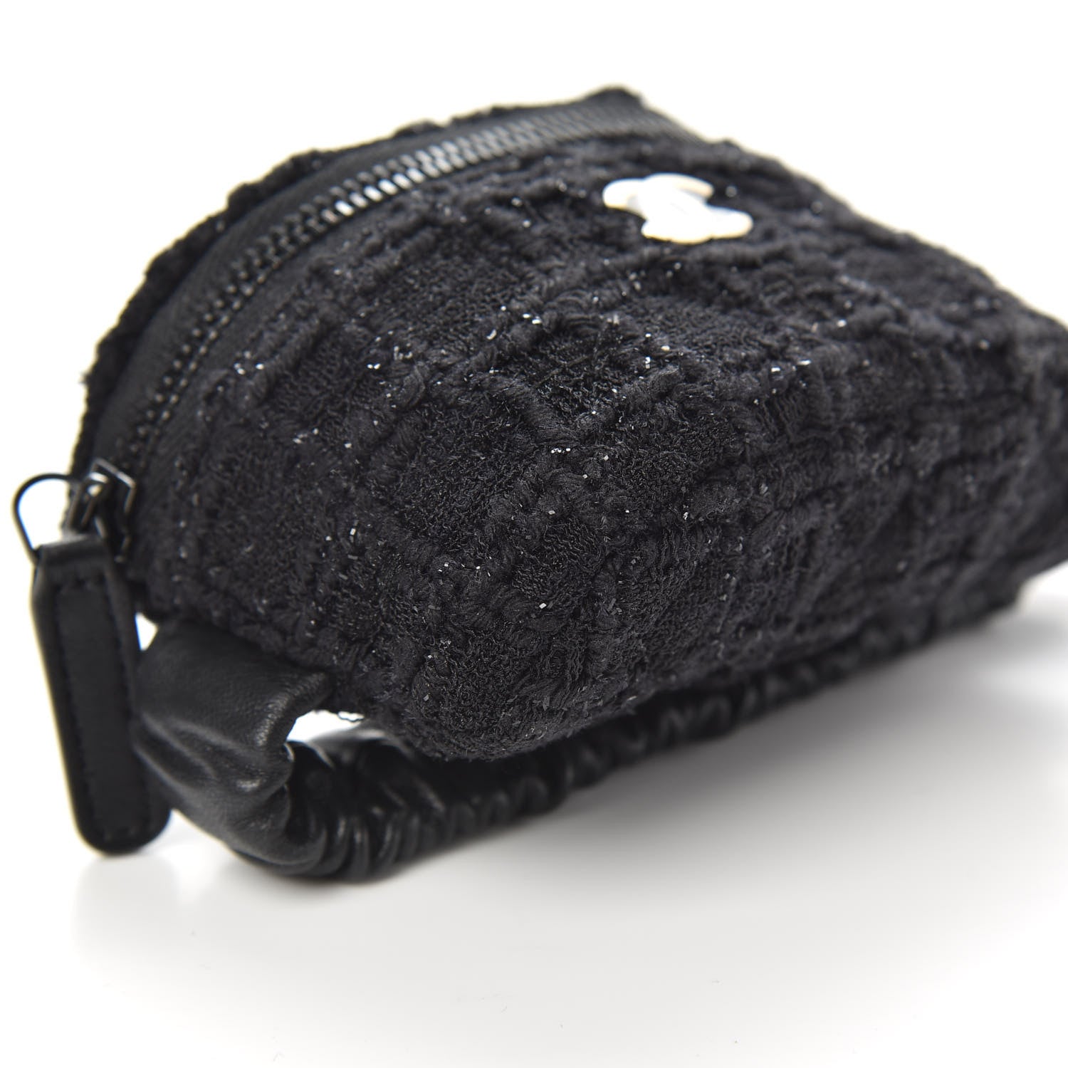 Chanel Tweed Lambskin Quilted Arm Coin Purse Black 8 of 10
