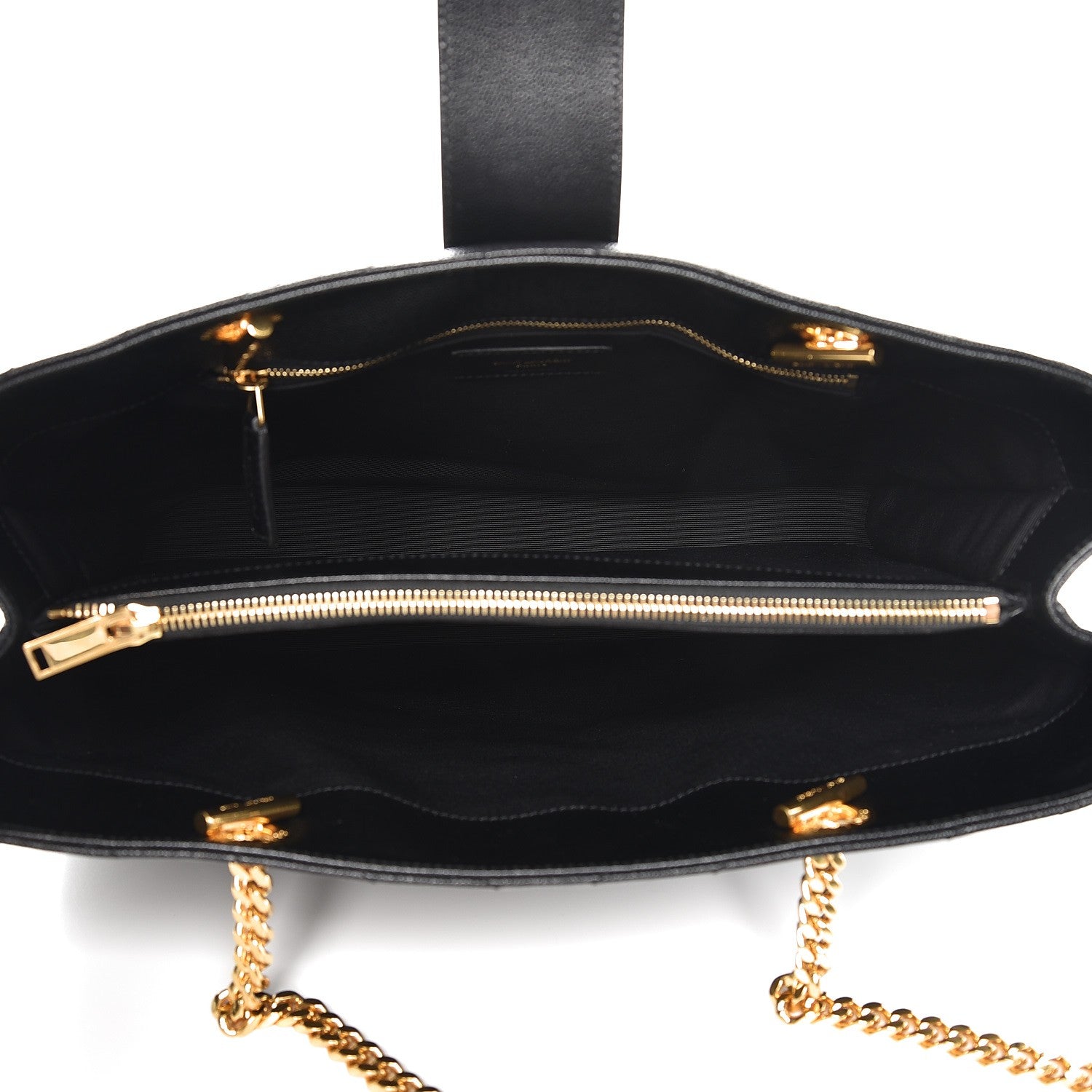 Saint Laurent Grain De Poudre Matelasse Chevron Monogram Shopping Bag Black 5 of 8