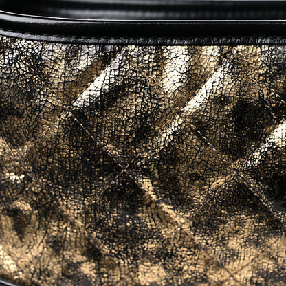 Chanel Metallic Crumpled Goatskin Quilted Small Gabrielle Hobo Black Gold 11 of 13