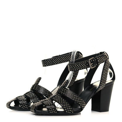 Saint Laurent Calfskin Studded Oak 75 Sandals 40 Black 3 of 8