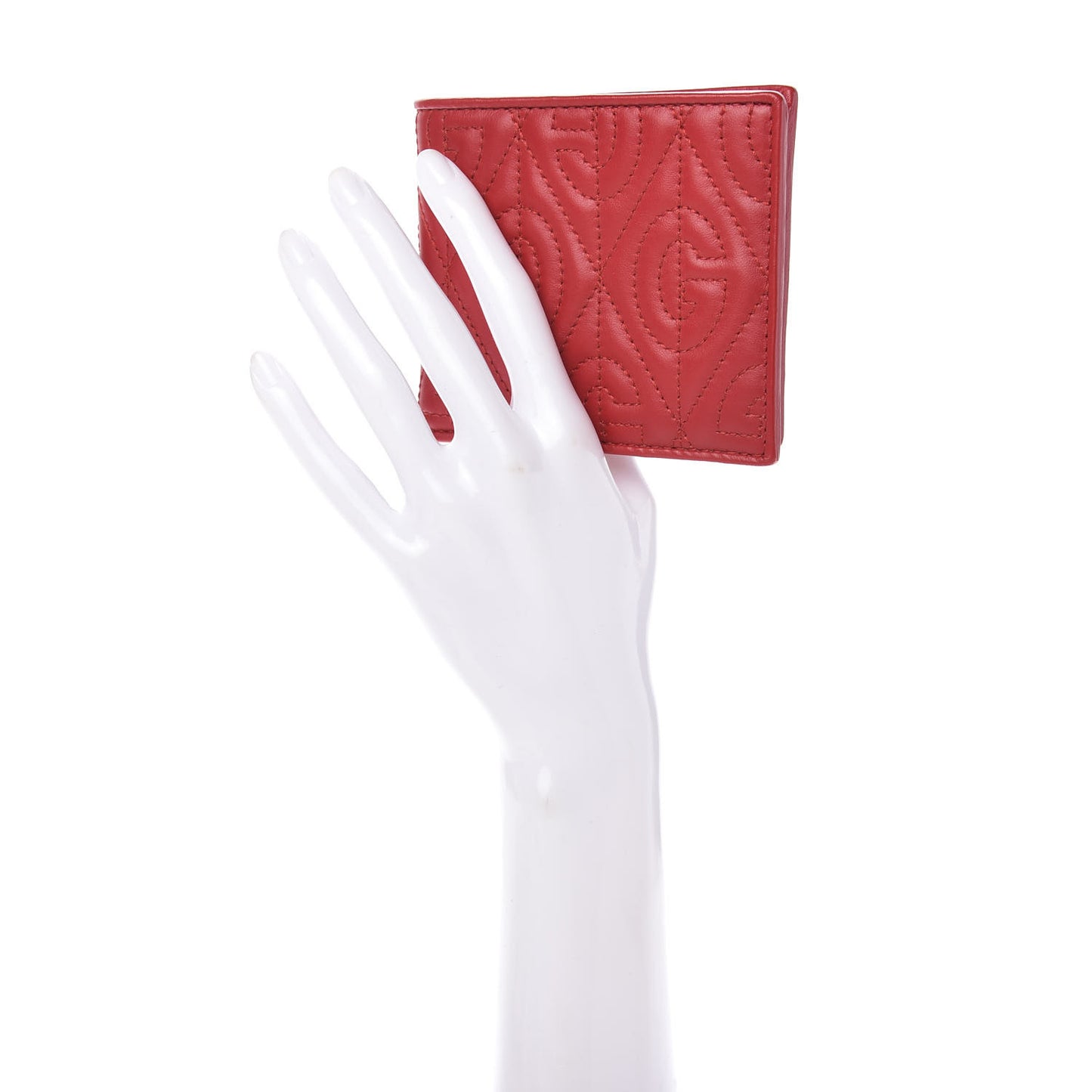 Calfskin Rhombus Bi-Fold Wallet Hibiscus Red